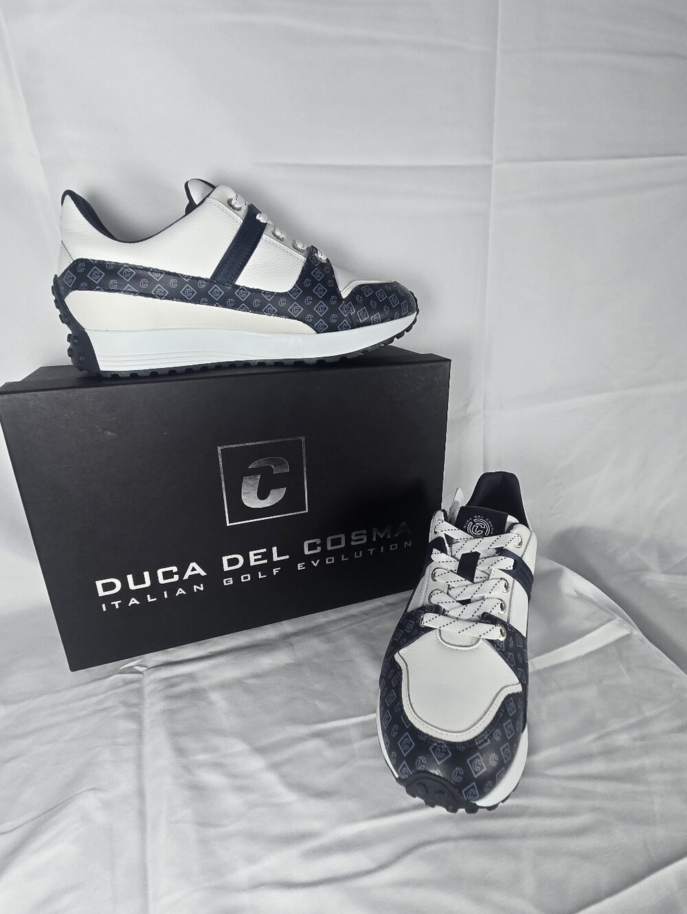 NWT Duca Del Cosma Alesi Waterproof Golf Shoes White Navy Size 8.5 EU 39